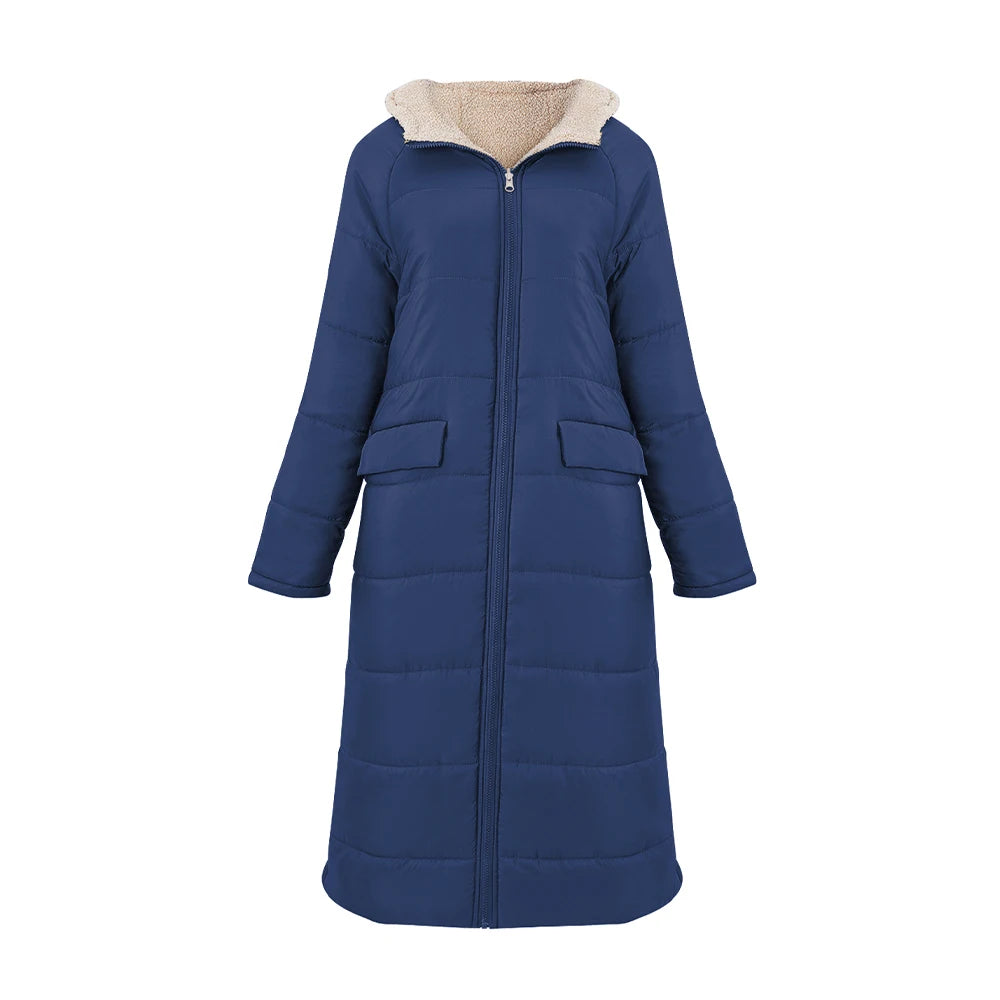 Tieker solid color mid-length hooded cotton coat double-sided women's coat casual winter warm jacket slim cotton coat