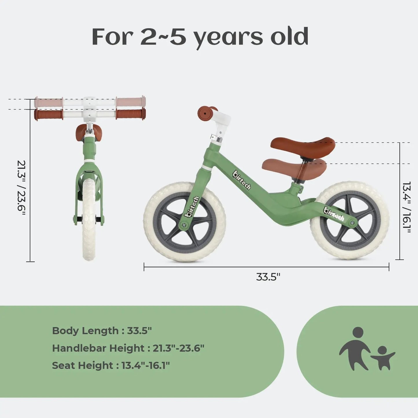 12" Balance Bike for Kids, Lightweight No Pedal Walking Balance Bike with Nylon Frame and Flat-Free Tires, Adjustable Training