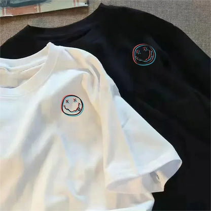 Summer short-sleeve T-shirt for women American casual style loose and simple cotton T-shirt