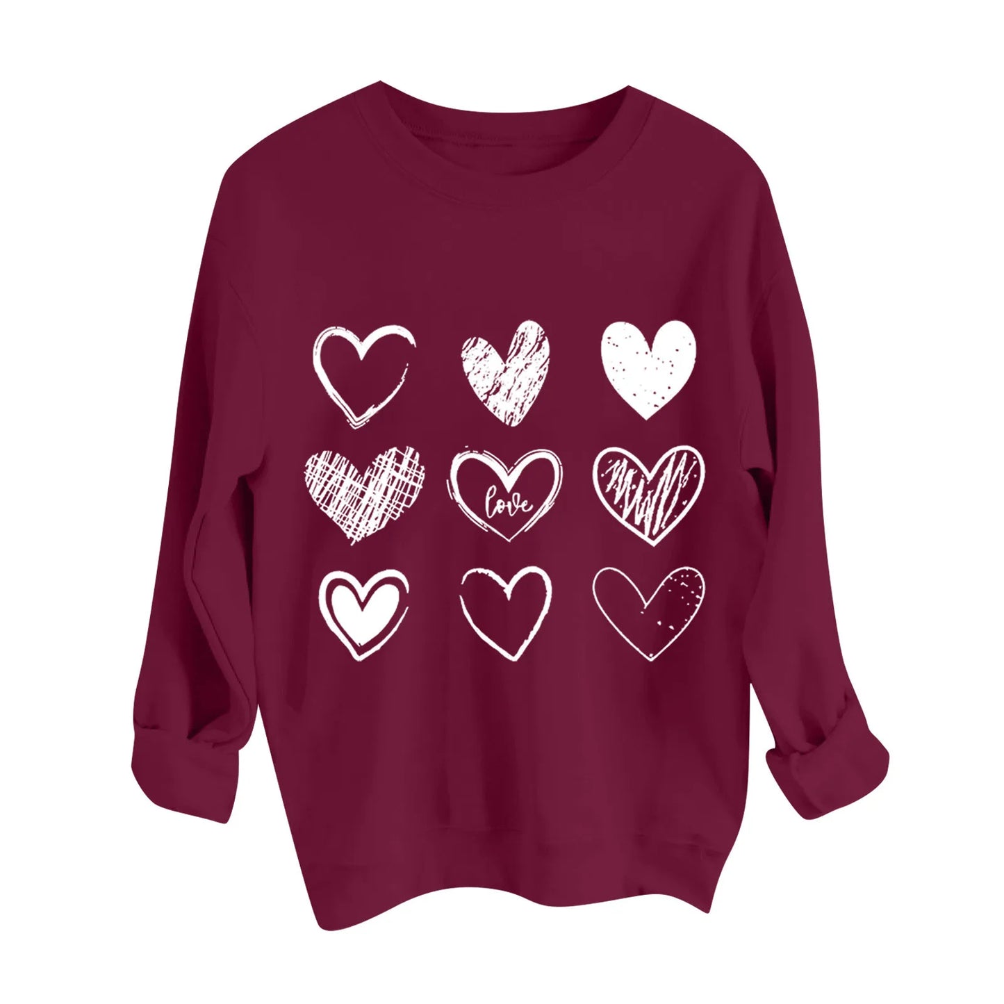 Women's Autumn And Winter Loose Heart Printed Hooded Sweatshirt Casual Fashion Sports Sweatshirt