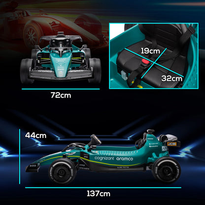 AIYAPLAY 12V Aston Martin Licensed Electric Go Kart w/ 4 Suspension Wheels