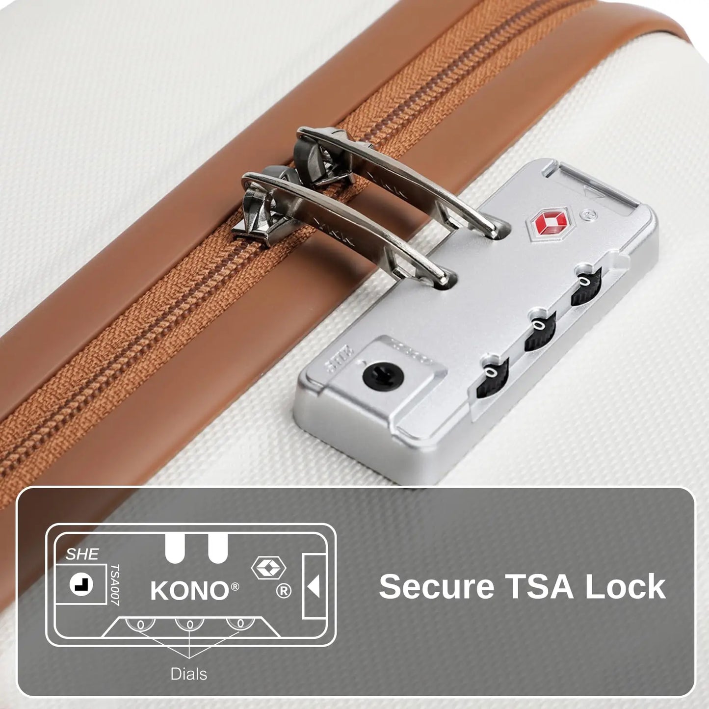 Kono  Fashion Luggage Set, Lightweight ABS Hard Shell Trolley Suitcases with TSA Lock, 4 Spinner Wheels (2/3/4/6 Pcs Set)