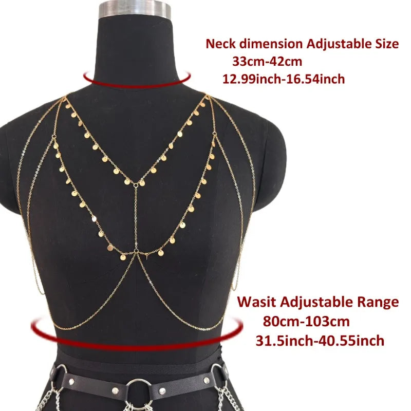 Personality Sequin Chest Chain, Simple Cold Wind Personality Body Chain, Light Luxury Senior Sense, All Accessories
