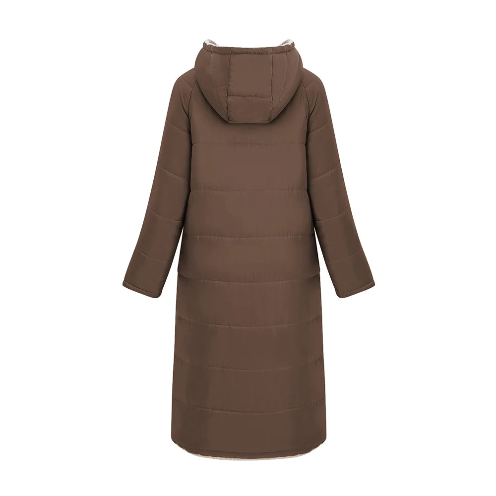 Tieker solid color mid-length hooded cotton coat double-sided women's coat casual winter warm jacket slim cotton coat