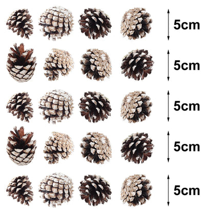 30 Pcs Christmas Decorative Pine Cone Pendants Natural Pine Cone White Paint Dyed Pine Cone Christmas Tree Ornaments