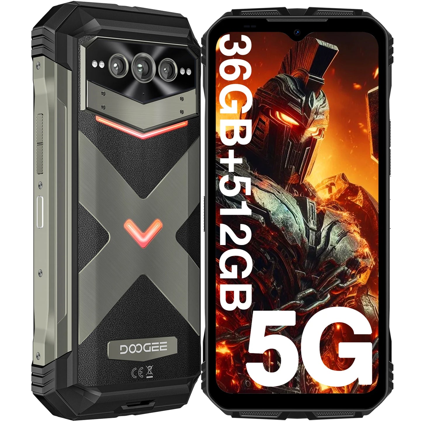 DOOGEE V Max Plus 5G Rugged Phone 6.58" Dimensity 7050 16GB+512GB Lighting Effects 22000mAh Battery 200MP AI Camera Cell Phone