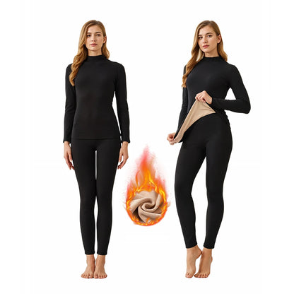 Modishion Winter Thermal Underwear Set Women's Stand Collar Long Sleeve Bottom Thermal Underwear Soft and Skin-friendly