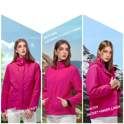 Modishion 3 in 1 thickened windproof waterproof lightweight hard shell jacket with fleece lining winter warm windbreaker