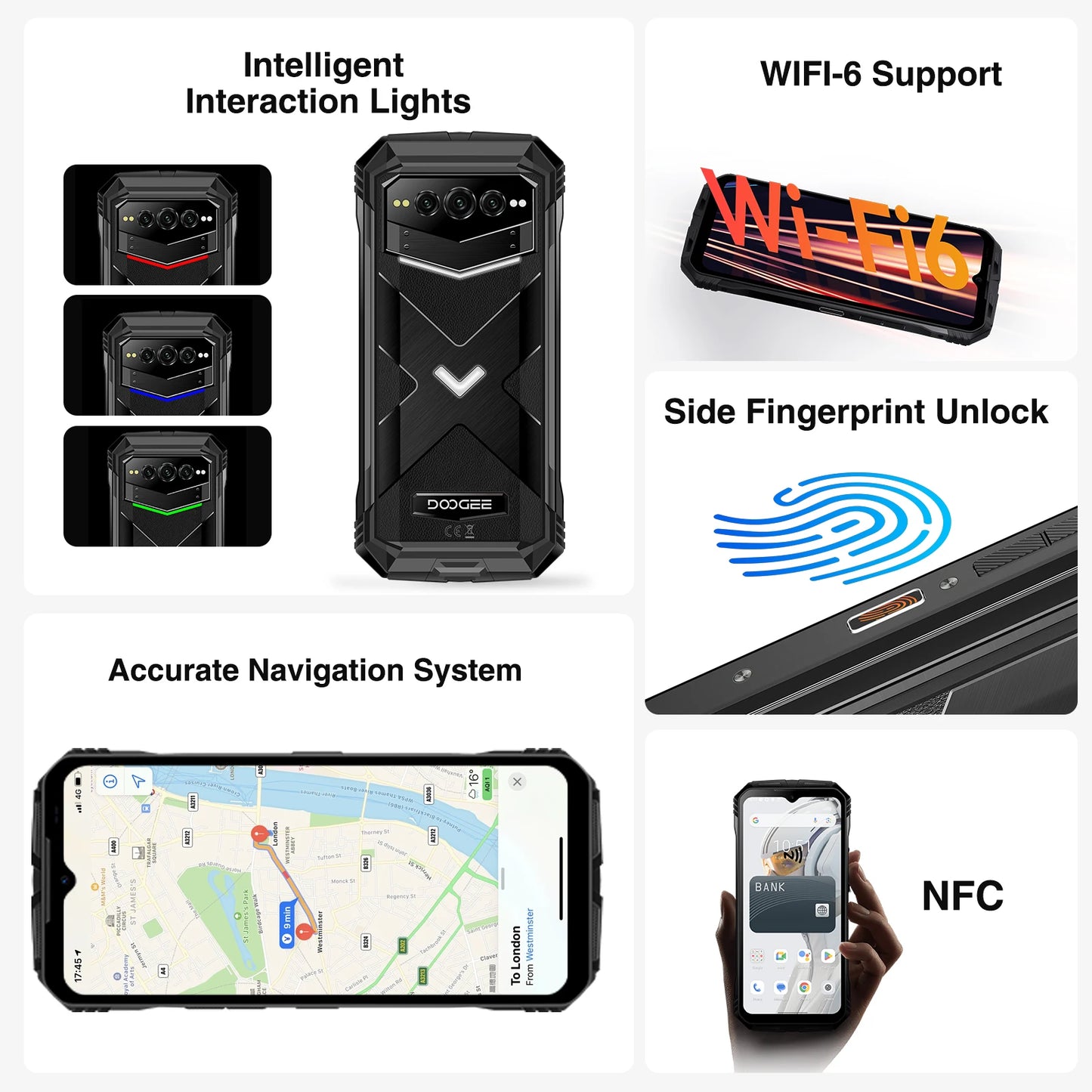 DOOGEE V Max Plus 5G Rugged Phone 6.58" Dimensity 7050 16GB+512GB Lighting Effects 22000mAh Battery 200MP AI Camera Cell Phone