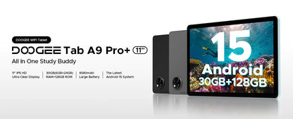DOOGEE Tab A9 Pro+ Tablet PC Android 15 Dual Speakers 11'' Screen 30GB (6GB+24GB) 128GB 8580mAh Battery Widevine L1 Smart Pad
