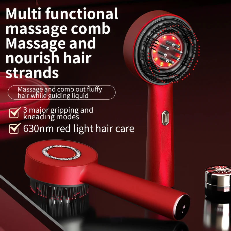 Electric Vibration Massage Comb Blue Red Light Therapy Hair Growth Massage Scalp Brush Anti Hair Loss Improve Scalp Health Care