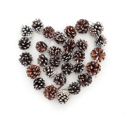 30 Pcs Christmas Decorative Pine Cone Pendants Natural Pine Cone White Paint Dyed Pine Cone Christmas Tree Ornaments