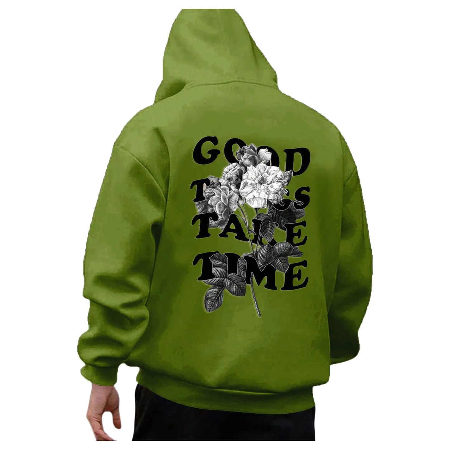 Unisex Fall Harajuku Style Embroidered Streetwear Long Sleeve Baggy Hooded Sweatshirt Fashion Casual Comfy Pullover Hoodies