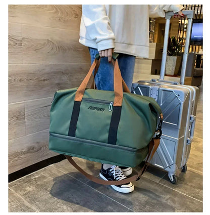 1 piece of 18.11 inch large capacity unisex men's and women's sports bag and travel bag, weekend sports travel bag with shoe com
