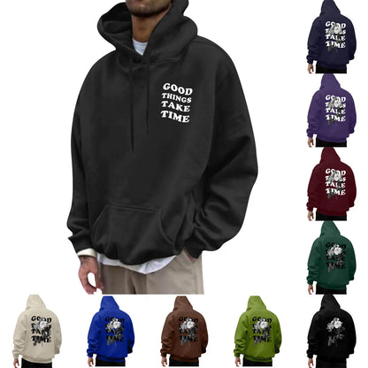 Unisex Fall Harajuku Style Embroidered Streetwear Long Sleeve Baggy Hooded Sweatshirt Fashion Casual Comfy Pullover Hoodies