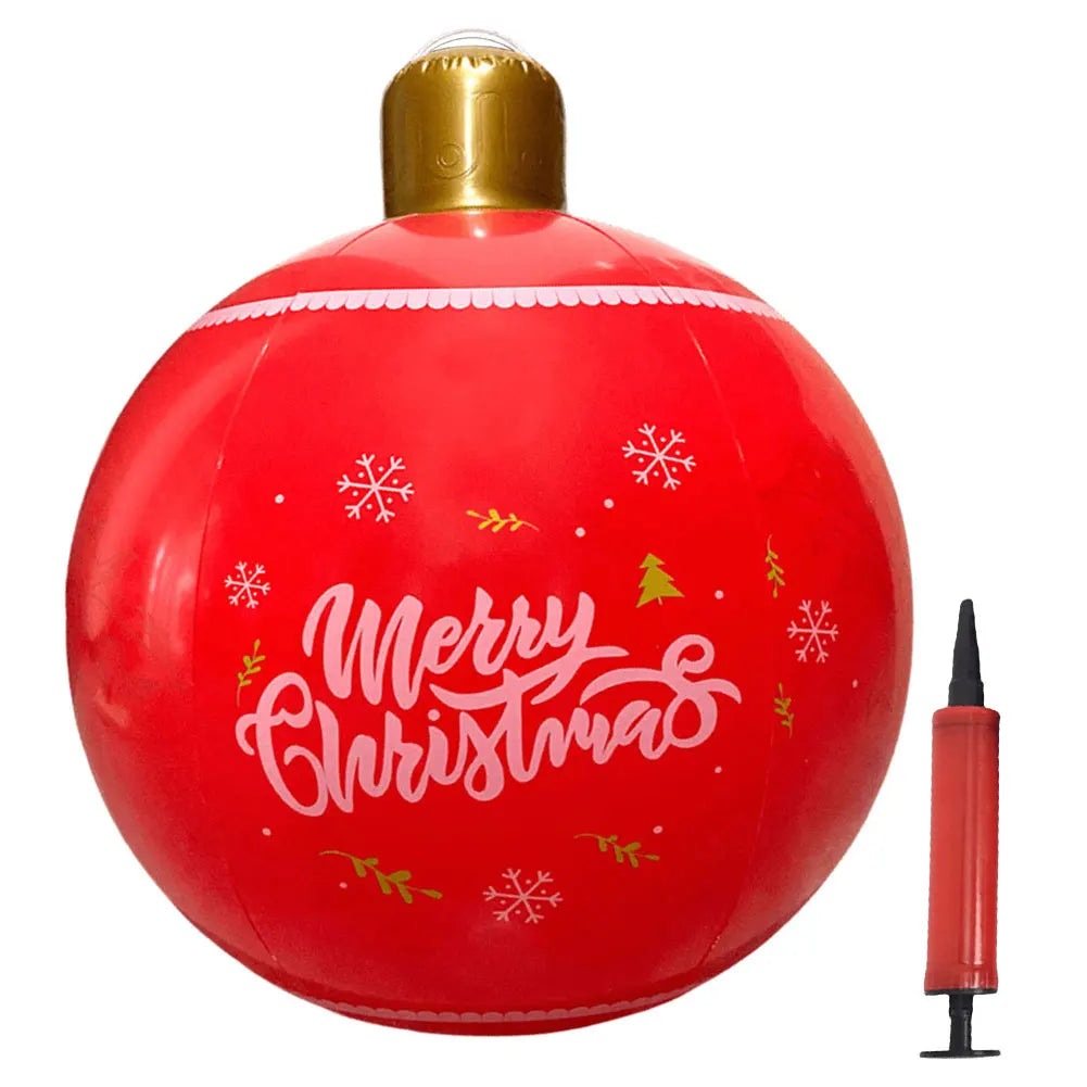 24 Inch PVC Inflatable Christmas Ball Large Outdoor Decorated Ball New Years Christmas Ornaments Holiday Decor