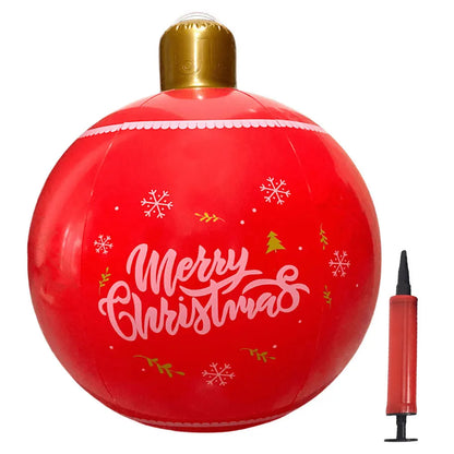 24 Inch PVC Inflatable Christmas Ball Large Outdoor Decorated Ball New Years Christmas Ornaments Holiday Decor