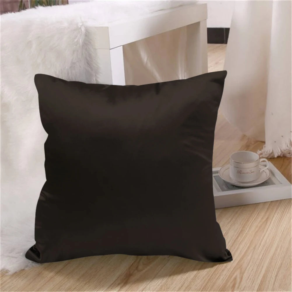 Satin Silk Chair Cushion Sleeve Fashion Glossy Throw Pillowcase Solid Color Hidden Zipper Home Textile Bedroom Decoration