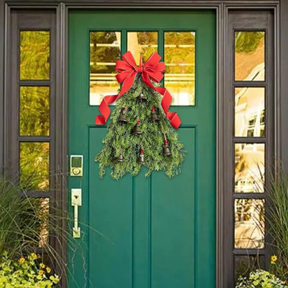 Christmas Wreath Artificial Gold Decorated Door Decoration With Bows Pendant