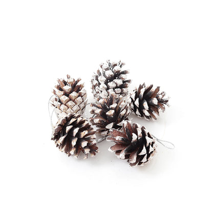 30 Pcs Christmas Decorative Pine Cone Pendants Natural Pine Cone White Paint Dyed Pine Cone Christmas Tree Ornaments