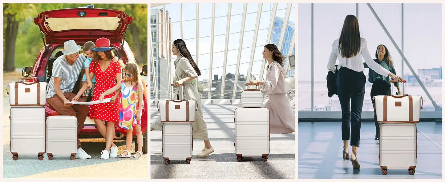 Kono  Fashion Luggage Set, Lightweight ABS Hard Shell Trolley Suitcases with TSA Lock, 4 Spinner Wheels (2/3/4/6 Pcs Set)