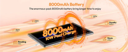 XGODY Android 15 Tablet P60Pro 10.1 inch Screen Unisoc T606-AI Octa-Core (8GB + 16GB )Max.24GBGB RAM 256GB 8000mah 5G Wifi-6