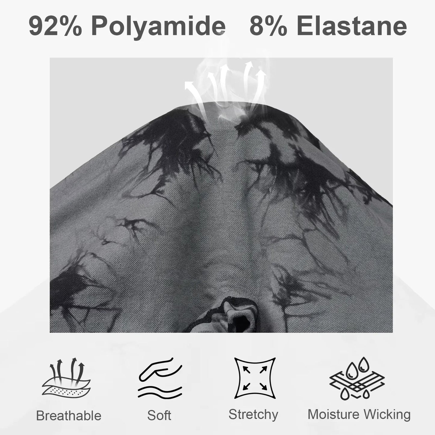 2pcs Women's High-Waist Tie-Dye Yoga Shorts - Seamless, Booty Lifting, Stretchy Nylon & Spandex Blend, Red & Grey