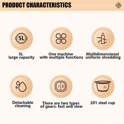 [UK STOCK] 5L Meat grinder Electric Meat Grinders Stainless Steel Food Crusher Multifunctional Vegetable Slicer Chopper Mincer