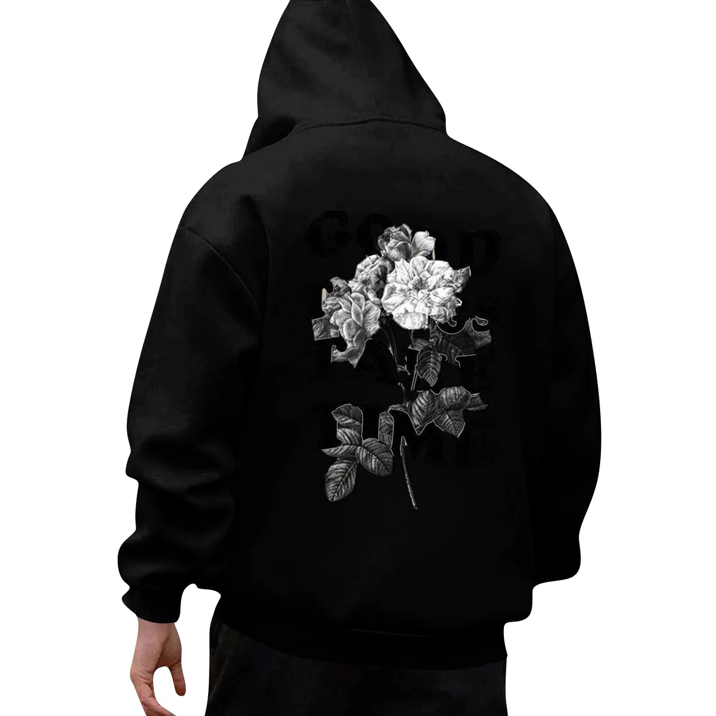 Unisex Fall Harajuku Style Embroidered Streetwear Long Sleeve Baggy Hooded Sweatshirt Fashion Casual Comfy Pullover Hoodies