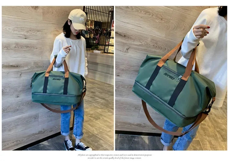 1 piece of 18.11 inch large capacity unisex men's and women's sports bag and travel bag, weekend sports travel bag with shoe com