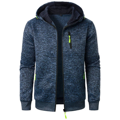 Spring And Fall Basic Breathable Sports Hooded Thin Regular Fit Comfy Zipper Cardigan Top Jacket For Man