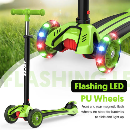SEJOY Foldable Children Scooter Adjustable Height Kick  3 Wheel Scooter with Flash Wheels  Scooter for 3-12 Year Kids Gift