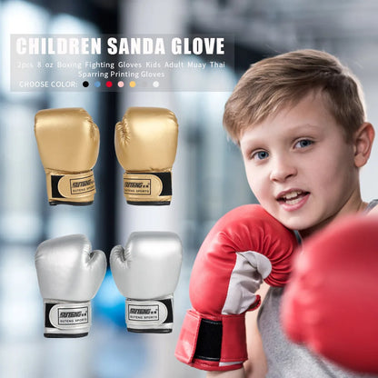 2PCS Kids Boxing Gloves Children Punch Training Sparring Kickboxing Fighting Fitness Mitts Hitting Hand Protector for Boys Girls