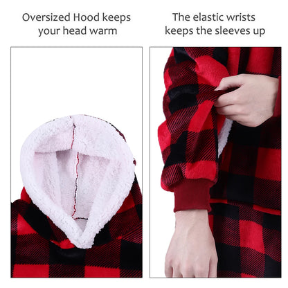 Modishion 2025 Extra Long Warm Wearable Blanket Hoodie Sofa Winter Plush Bathrobe Men's and Women's Sweater Home Clothes Pajamas