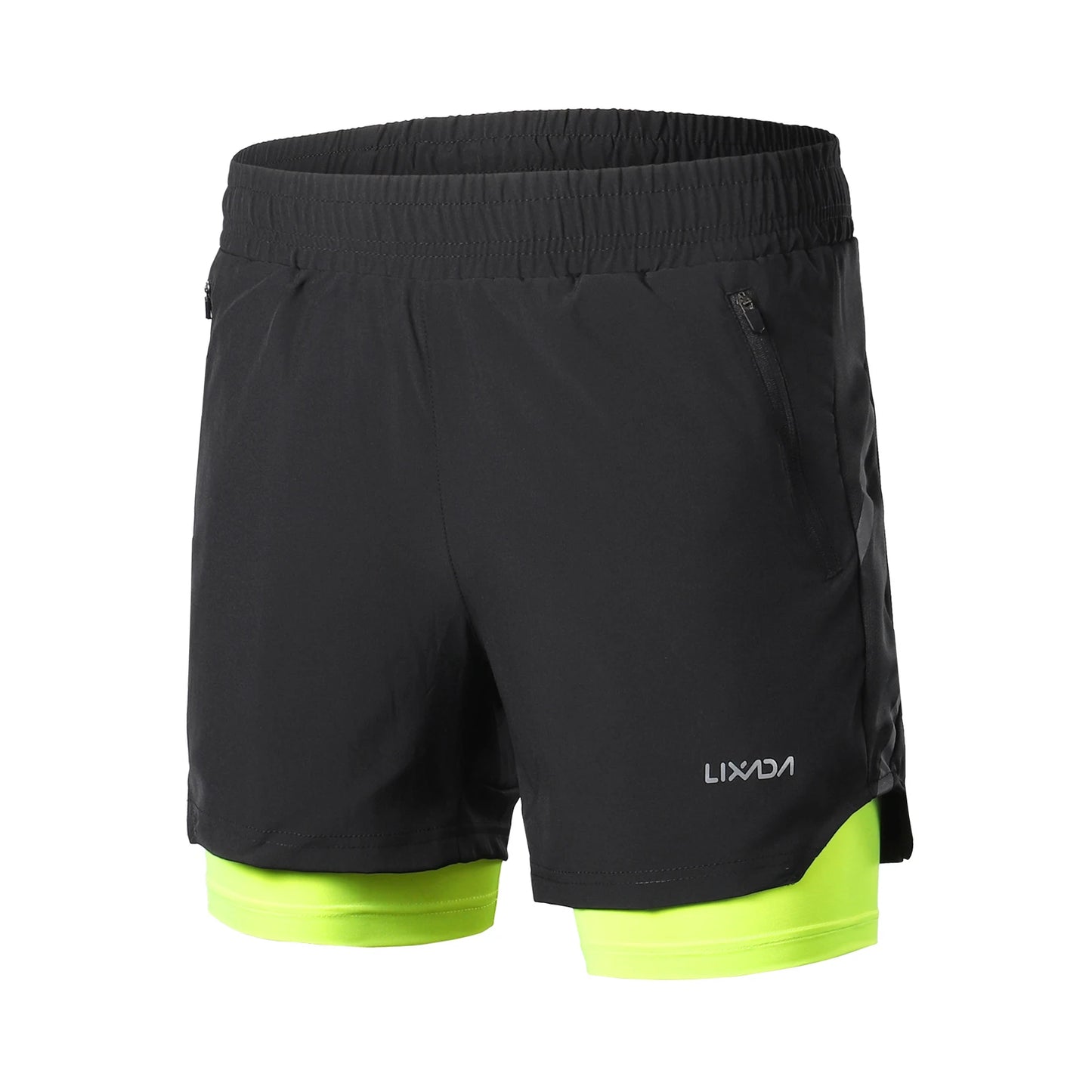 Lixada Men 2 in 1 Running Shorts Quick Drying Breathable Active Training Exercise Jogging Marathon Cycle Shorts