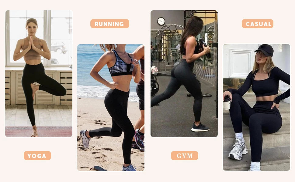 5pcs Women Sport Cropped Pants Solid Color Back Waist Pocket High Waist Yoga Legging Butter Athletic Gym Comprehensive Training