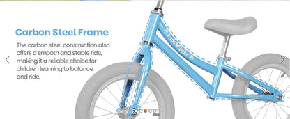 14 Inch Kids Balance Bike, Lightweight Height-adjustable Push Bike with Removable Basket and Rubber Air Tires