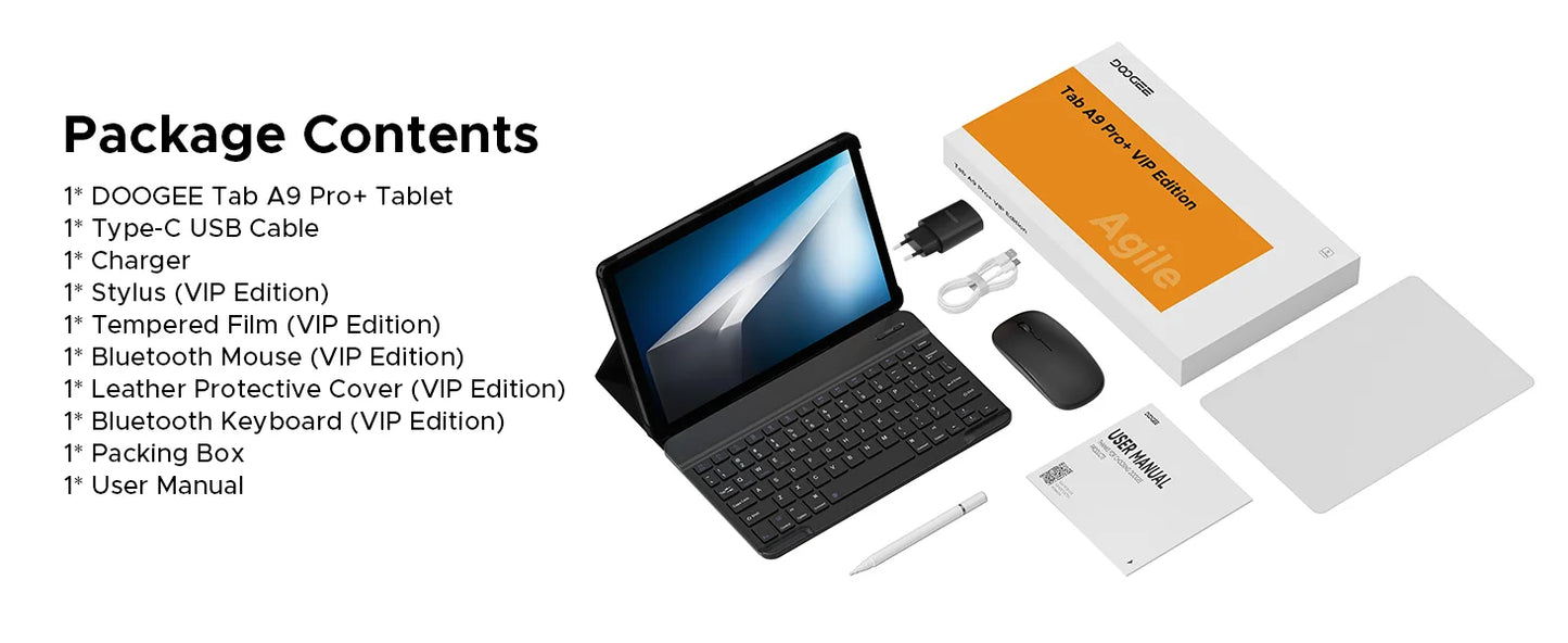 DOOGEE Tab A9 Pro+ Tablet PC Android 15 Dual Speakers 11'' Screen 30GB (6GB+24GB) 128GB 8580mAh Battery Widevine L1 Smart Pad