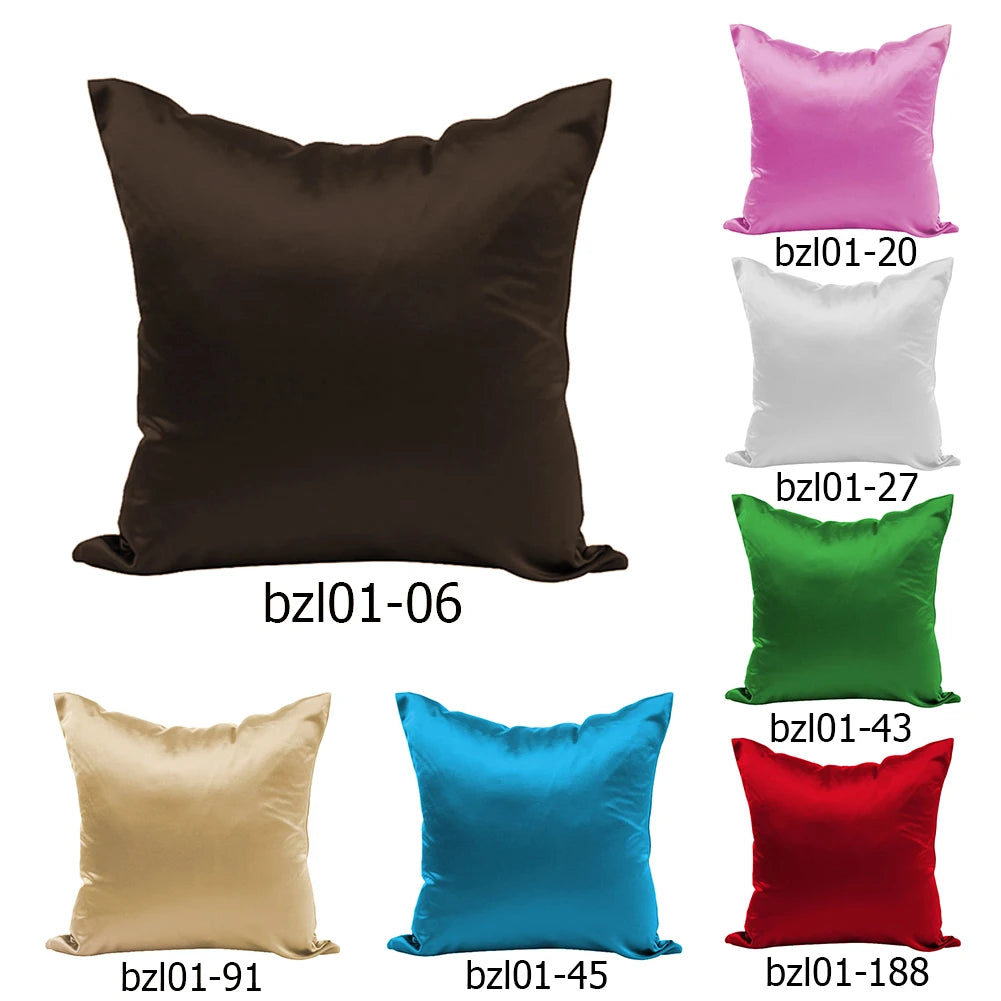 Satin Silk Chair Cushion Sleeve Fashion Glossy Throw Pillowcase Solid Color Hidden Zipper Home Textile Bedroom Decoration
