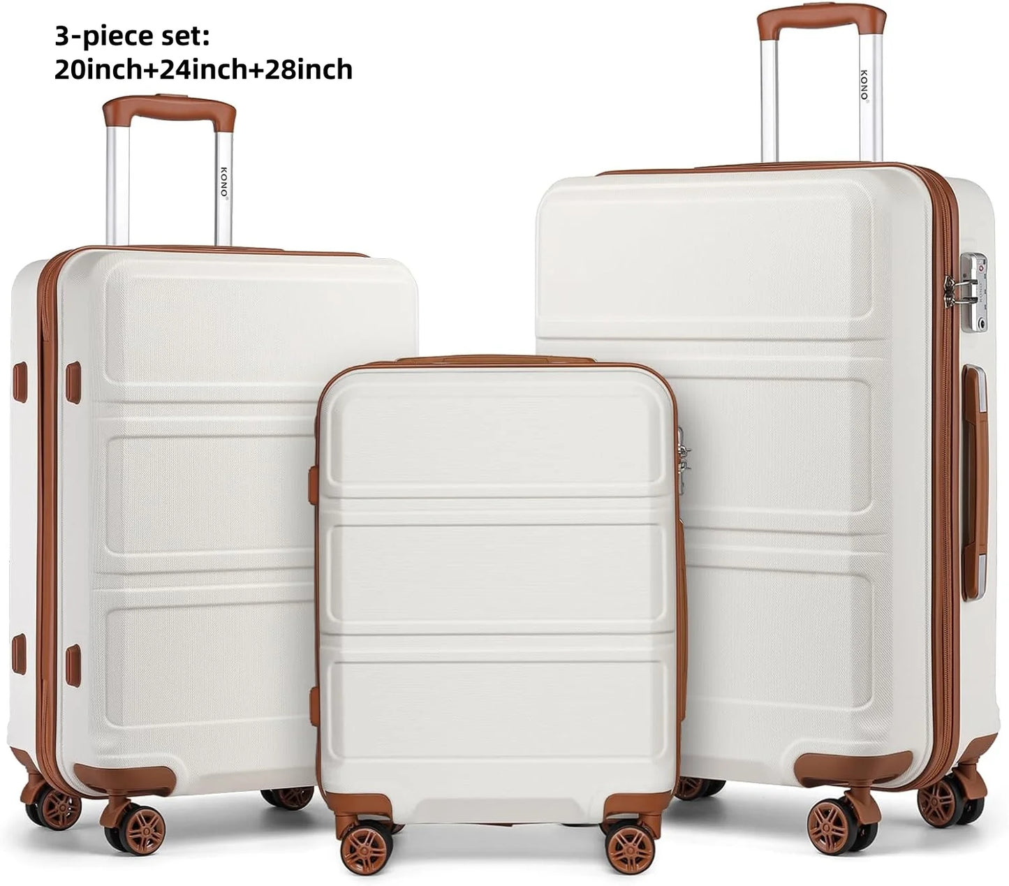 Kono  Fashion Luggage Set, Lightweight ABS Hard Shell Trolley Suitcases with TSA Lock, 4 Spinner Wheels (2/3/4/6 Pcs Set)