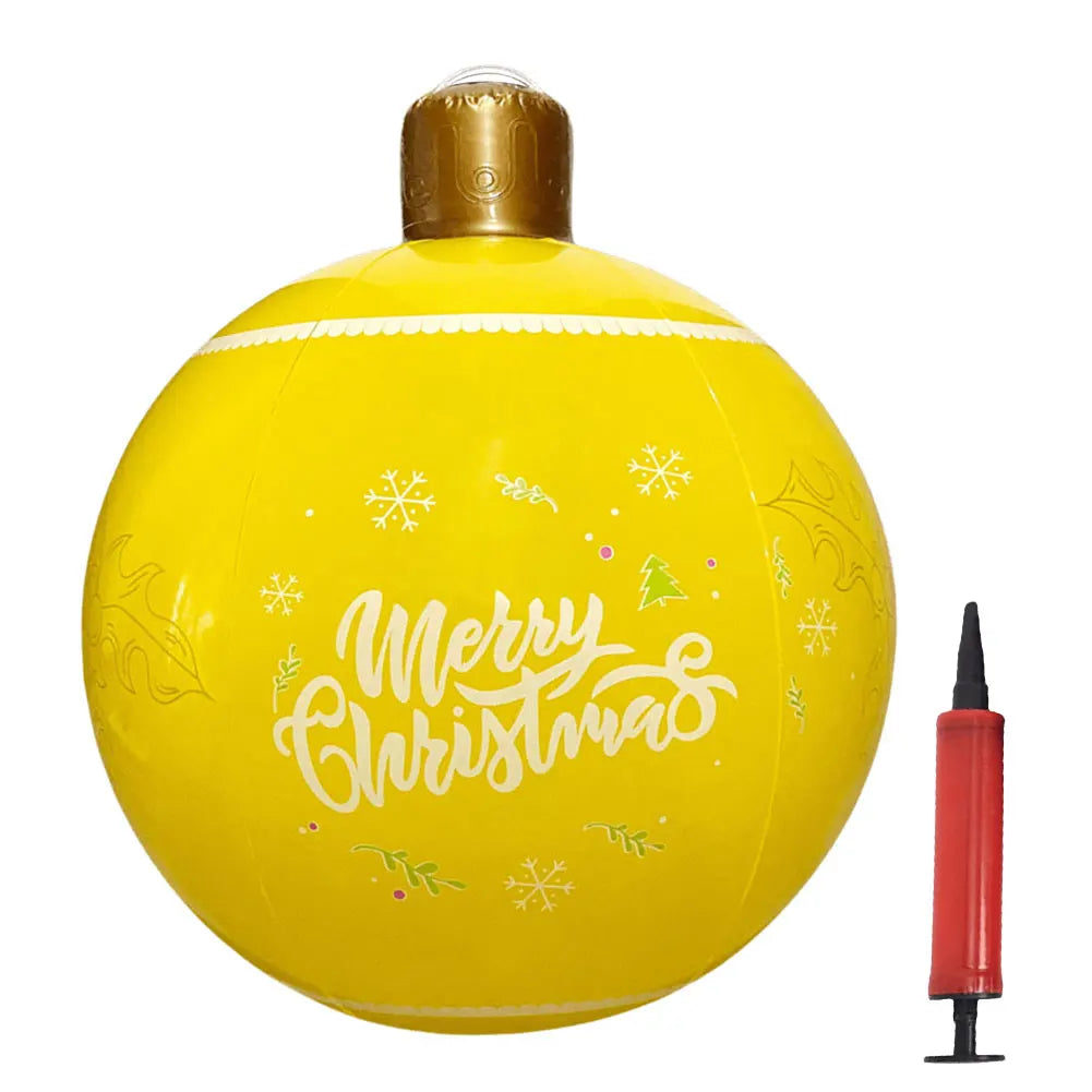 24 Inch PVC Inflatable Christmas Ball Large Outdoor Decorated Ball New Years Christmas Ornaments Holiday Decor
