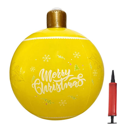 24 Inch PVC Inflatable Christmas Ball Large Outdoor Decorated Ball New Years Christmas Ornaments Holiday Decor