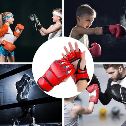 Boxing Gloves Taekwondo Sparring Gear Gloves Half Finger Adjustable Mitts Wrist Support For Kickboxing Cage Fighting Punching