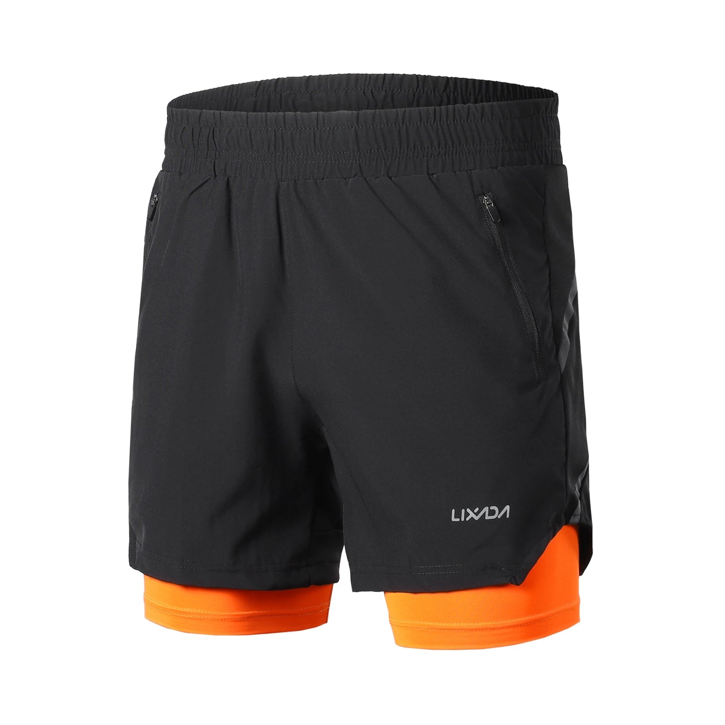 Lixada Men 2 in 1 Running Shorts Quick Drying Breathable Active Training Exercise Jogging Marathon Cycle Shorts