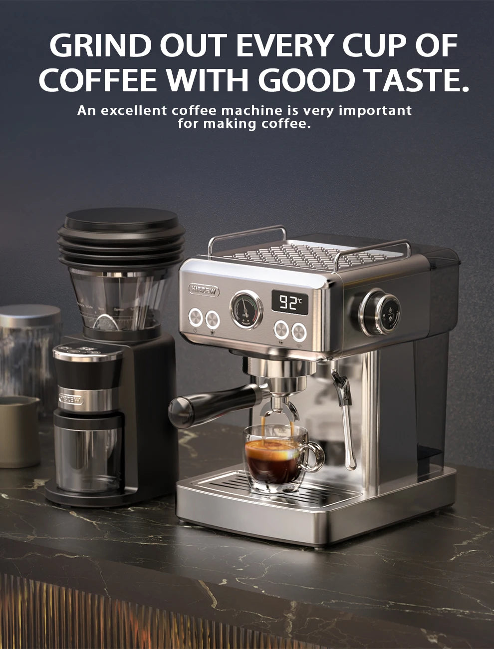 HiBREW Automatic Burr Mill Electric Coffee Grinder with 31 Gears for Espresso American Coffee Pour Over Visual Bean Storage G3