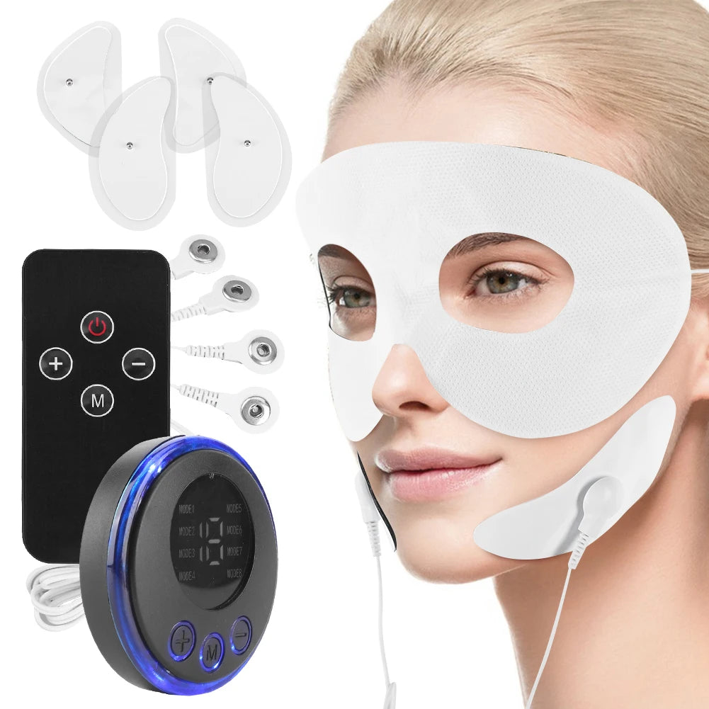 EMS Facial Massager Current Muscle Stimulator Anti-Wrinkle Face Tightening Tool USB Charging 8 Modes 19 Levels for Women