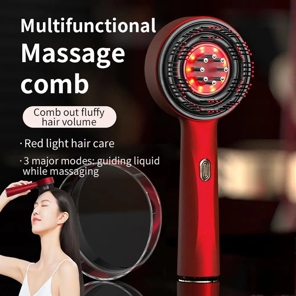 Electric Vibration Massage Comb Blue Red Light Therapy Hair Growth Massage Scalp Brush Anti Hair Loss Improve Scalp Health Care