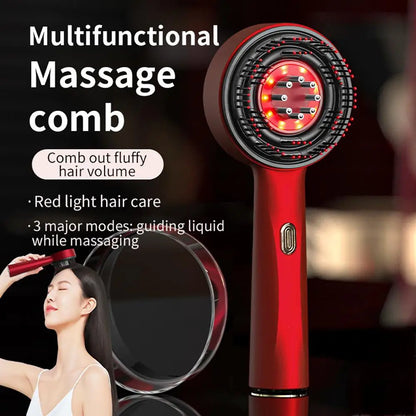 Electric Vibration Massage Comb Blue Red Light Therapy Hair Growth Massage Scalp Brush Anti Hair Loss Improve Scalp Health Care