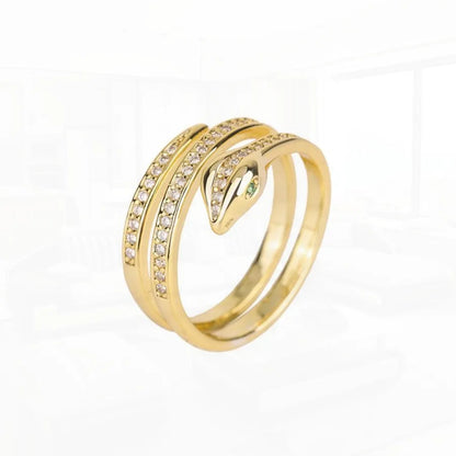 Simple Hip Hop Small Crowd Diamond High Level Snake Ring