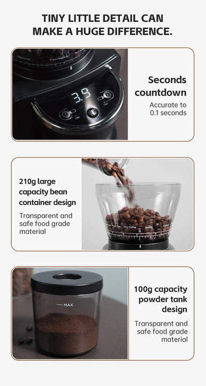 HiBREW Automatic Burr Mill Electric Coffee Grinder with 31 Gears for Espresso American Coffee Pour Over Visual Bean Storage G3
